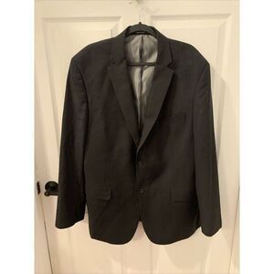 Men's size 46 Long Pronto Uomo‎ Blazer Black Wool Blend 2 Button Sport Coat